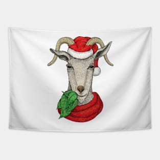 Winter holiday goat Tapestry