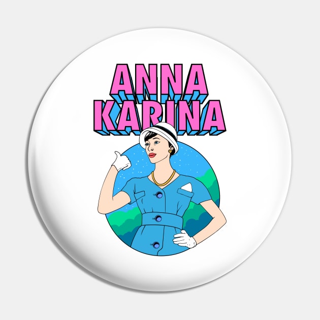 Anna Karina 60s Aesthetic Design Pin by BlockersPixel