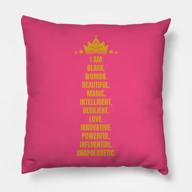 I Am A Powerful Black Woman | African American | Black Queen Pillow by UrbanLifeApparel