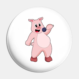 Pig at Singing with Microphone Pin