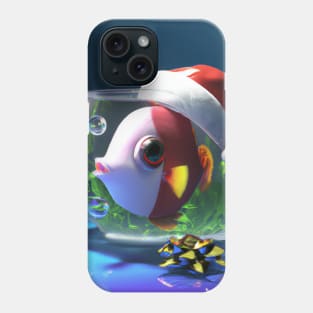 Fish in Bowl with Santa Hat Phone Case