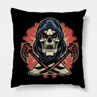 Grim Reaper tattoo art Pillow