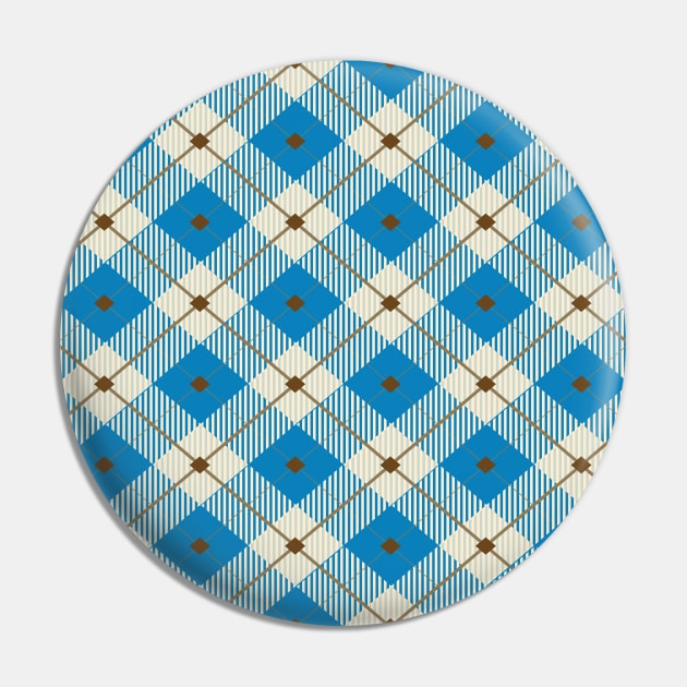 Blue Beige Plaid Pin by DragonTees