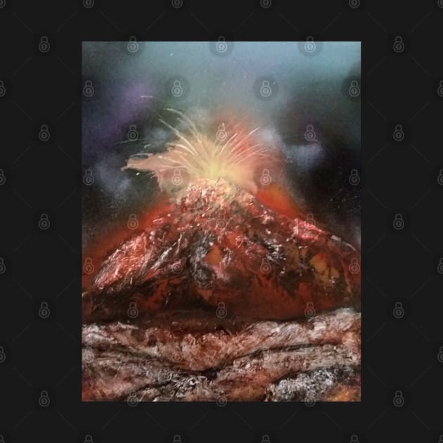 Volcano erupting painting design by Edwardtiptonart