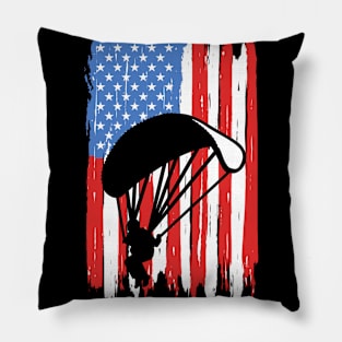 American Flag Paragliding Graphic Pillow