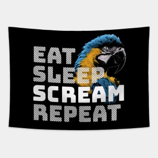 Eat Sleep Scream Repeat Macaw Parrot Tapestry