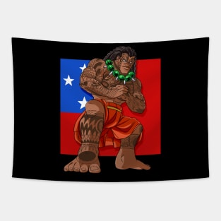 Samoan Pride Samoa Flag Polynesian Haka Dance Tapestry