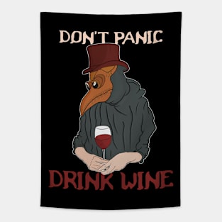 funny wine lover plague doctor Tapestry