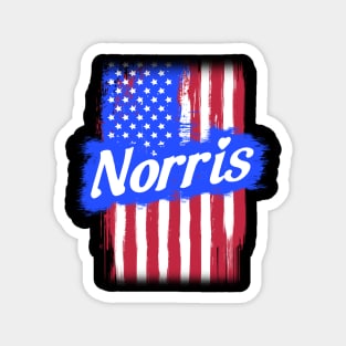 American Flag Norris Family Gift T-shirt For Men Women, Surname Last Name Magnet