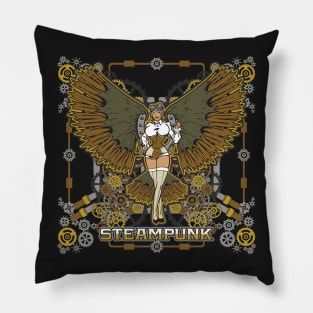 Steampunk Woman Mechanical Wings Pillow