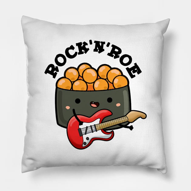 Rock And Roe Cute Rock And Roll Sushi Pun Pillow by punnybone