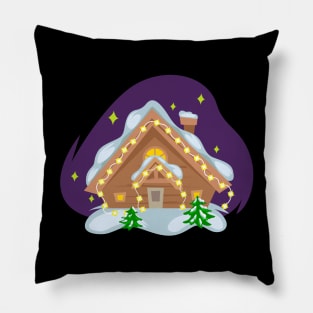 House with Christmas lights Pillow