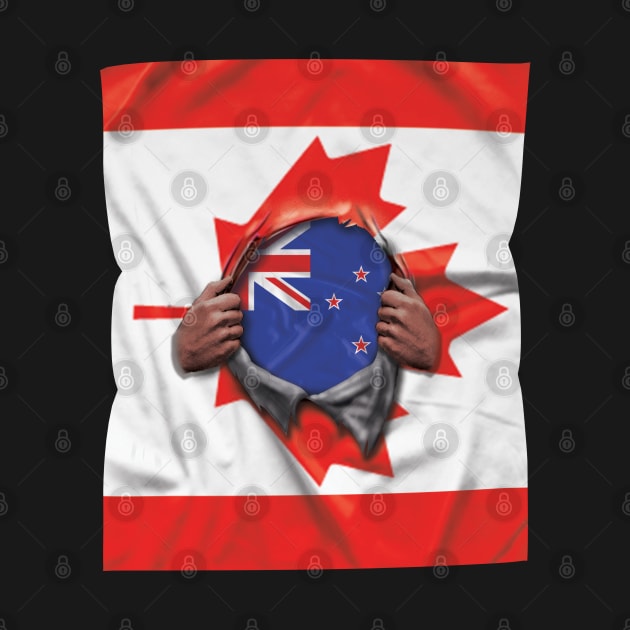 New Zealand Flag Canadian Flag Ripped - Gift for New Zealander From New Zealand by Country Flags