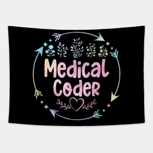 Medical Coder cute floral watercolor Tapestry