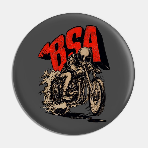 Vintage Retro BSA Street Racer Motorcycle Motormaniac Pin by MotorManiac