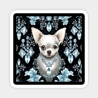 Jewelled White Chihuahua Magnet