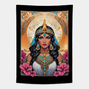 Cleopatra Queen of Egypt retro vintage floral design Tapestry