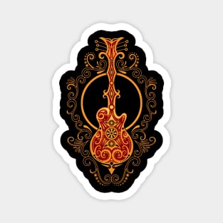 Intricate Red and Yellow Electric Guitar Design Magnet