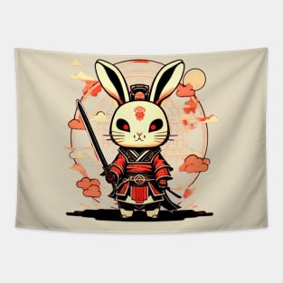 Japanice Rabbit Samurai Tapestry