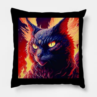 Flaming Hot Cat Pillow