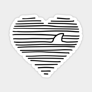 Love Shark Minimalist Line Drawing Shark Fin Gift Magnet