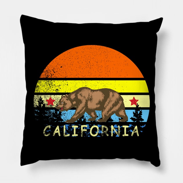 Awesome California Retro vintage Full moon Bear Pillow by S-Log