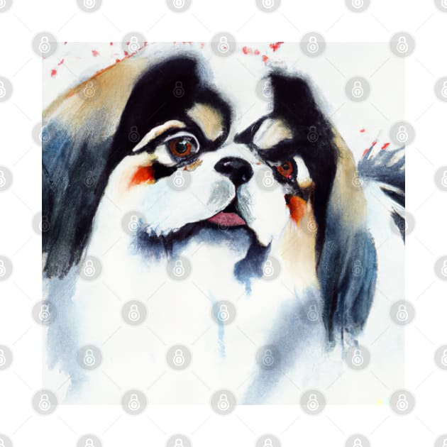 Japanese Chin Watercolor - Dog Lover Gifts by Edd Paint Something