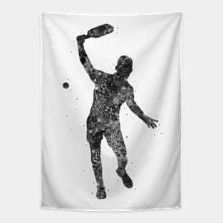 pickleball player black and white Tapestry