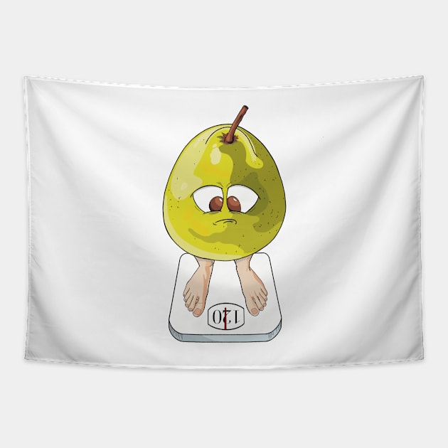 Pear shaped pear on a scale Tapestry by Fruit Tee