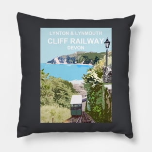 Lynton Lynmouth North Devon Cliff Railway Travel location poster Pillow