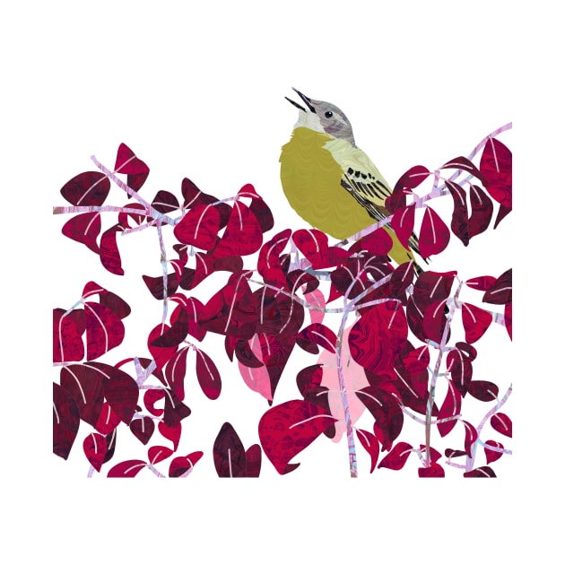 Yellow Wagtail Singing on the Euonymus by MarbleCloud
