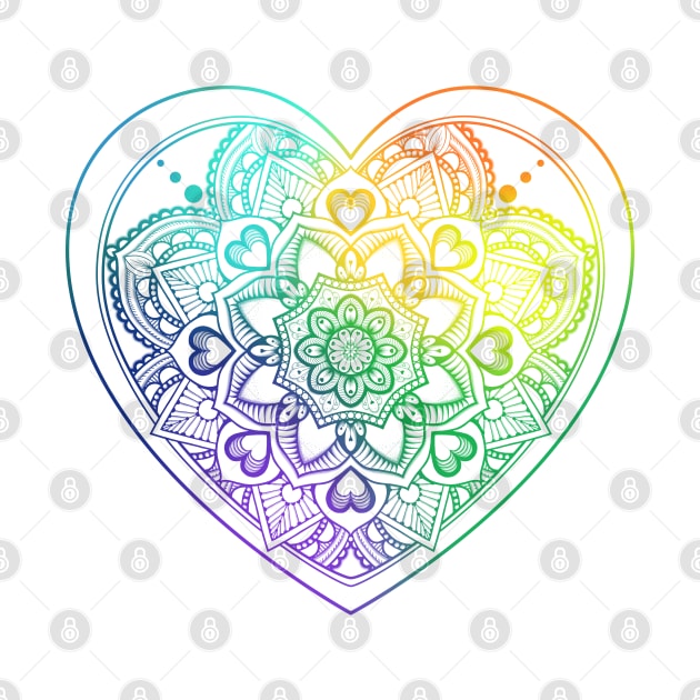 Mandala heart and zentangle patterns rainbow by AudreyJanvier