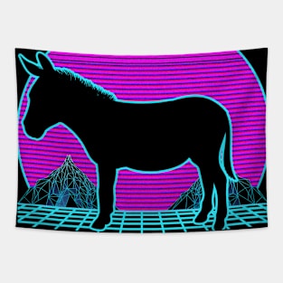 Donkey Vaporwave Outrun Retro 80s Style Tapestry