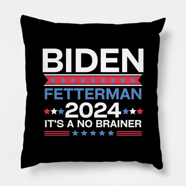 Biden Fetterman 2024 It's A No Brainer Pillow by EvetStyles