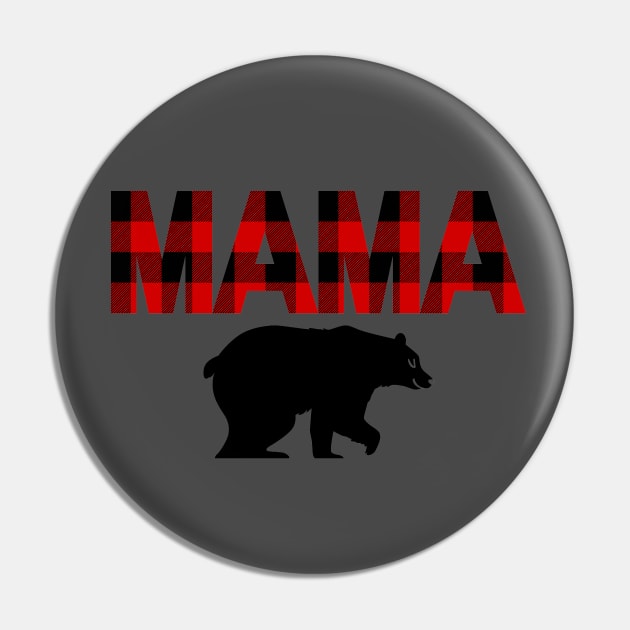 Mama Bear in Buffalo Plaid Pattern Pin by EdenLiving