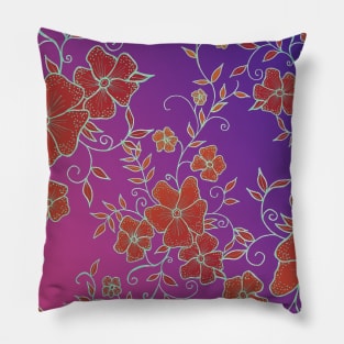 Red and Purple Flower Pattern Pillow