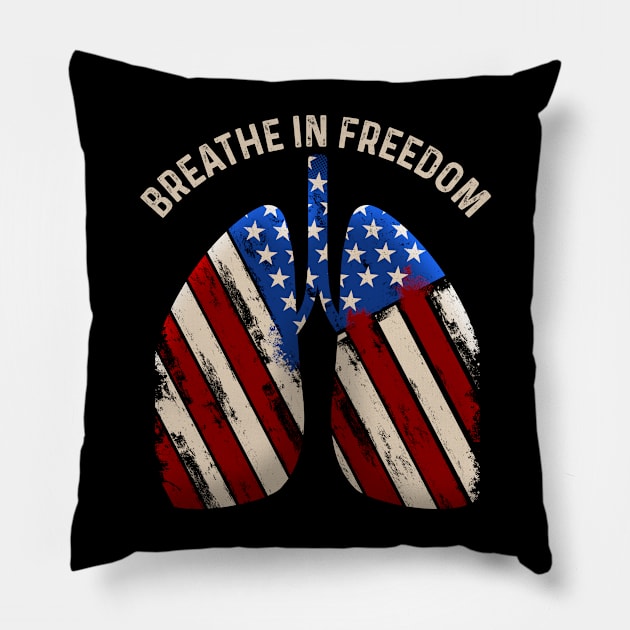 Breathe In freedom USA Flag Patriotic Pillow by MintaApparel