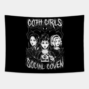 Goth Girls Social Coven - Cute Evil Halloween Gift Tapestry