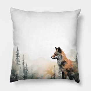 Boreal watercolor fox Pillow