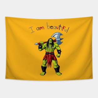 I Am Beautiful Ogre Warrior Tapestry