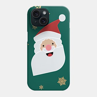 Merry & Bright Christmas Santa with Candy Cane and Snowflakes Phone Case