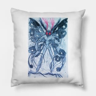 Creepy Mothman Mixed Media Drawing Pillow