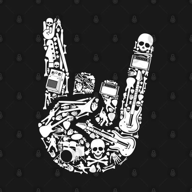 Discover Metal rock music hand illustration - Music - T-Shirt