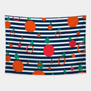 Cute fruits summer pattern orange navy Tapestry