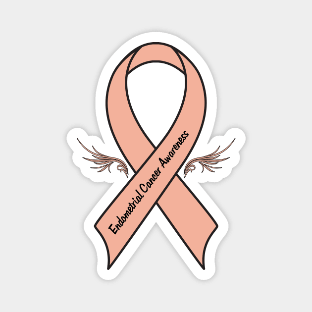 Endometrial Cancer Ribbon of Hope with Wings Magnet by PenguinCornerStore