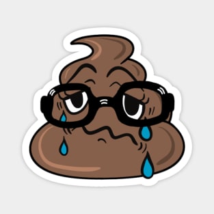 Crying, nerdy poop emoji Magnet