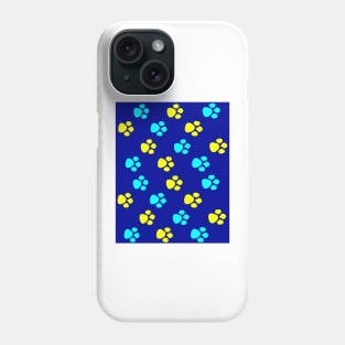 Blue and Yellow Dog Paws Phone Case