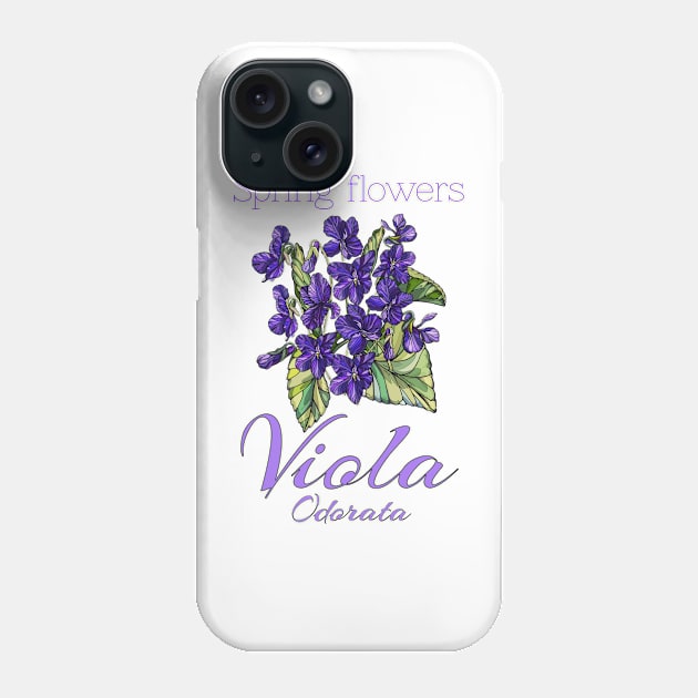 Viola-Vintage Viola -Spring Flowers Viola Odorata Phone Case by KrasiStaleva