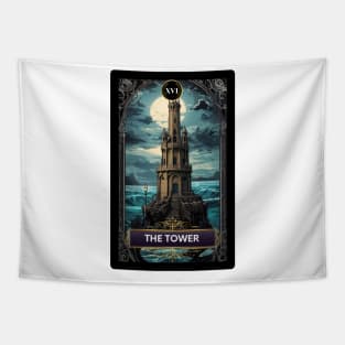 The Tower Card from The Mermaid Tarot Deck Tapestry
