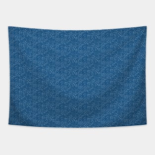 Ink dot scales - White on classic blue Tapestry